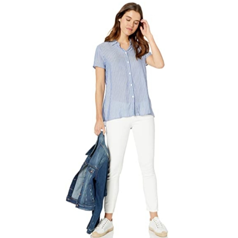 Max Studio Linen striped Top